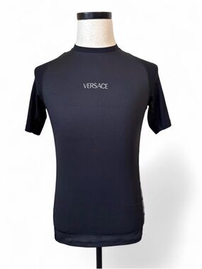 Versace Black Greca Running T-Shirt Brand New. Size Small